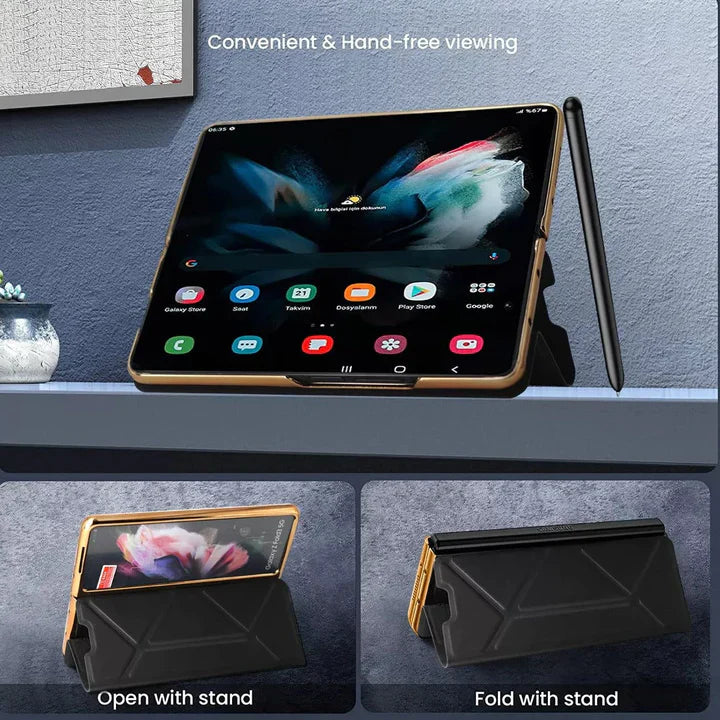 Premium Magnetic Flip Case for Fold with Pen Slot For Galaxy Z Fold3 & 4