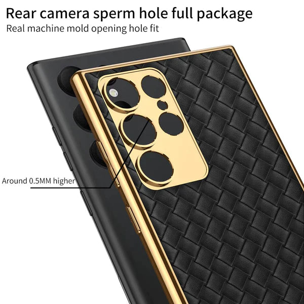 Premium Leather Case With Gold Electroplating For Galaxy S24 Ultra
