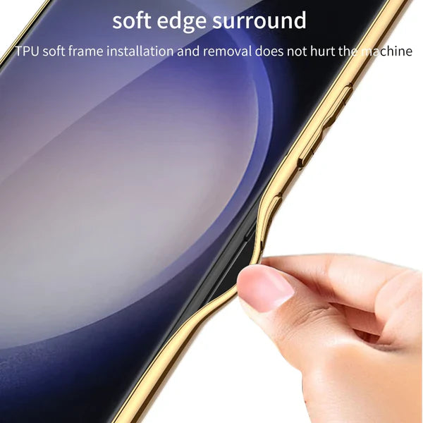 Premium Leather Case With Gold Electroplating For Galaxy S23 Ultra