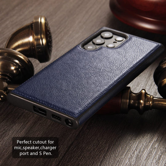 Premium PU Leather Back Cover Case For Galaxy S23 Ultra