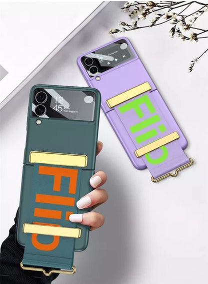 Samsung Galaxy Z Flip 4 with Wristband Shockproof Flip Case Hard