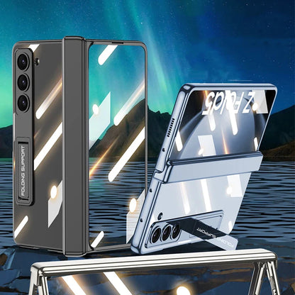 Transparent Magnetic Hinge Case With Stand For Galaxy Z Fold 5