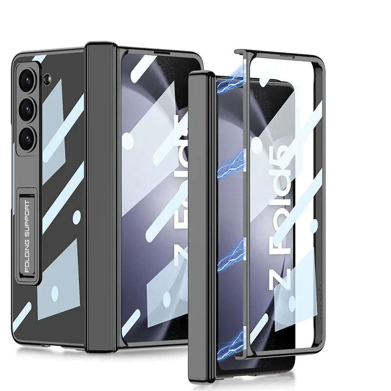 Transparent Magnetic Hinge Case With Stand For Galaxy Z Fold 5