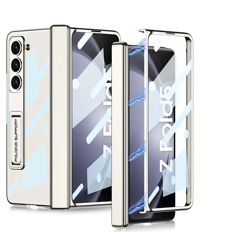 Transparent Magnetic Hinge Case With Stand For Galaxy Z Fold 5