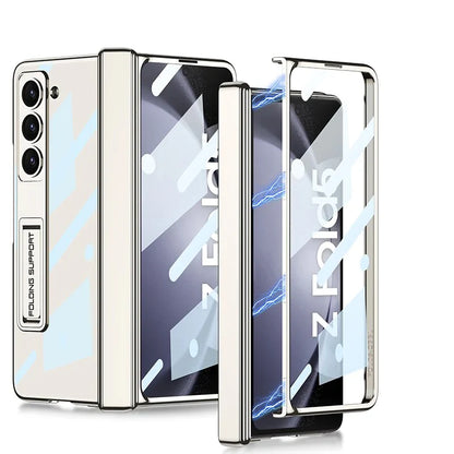 Transparent Magnetic Hinge Case With Stand For Galaxy Z Fold 5
