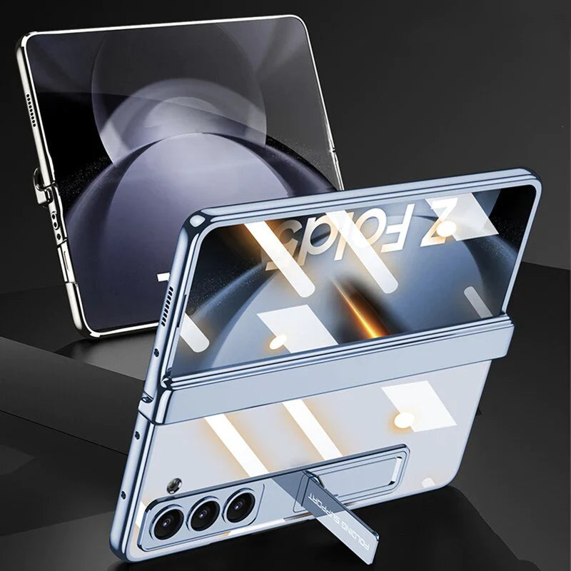 Transparent Magnetic Hinge Case With Stand For Galaxy Z Fold 5