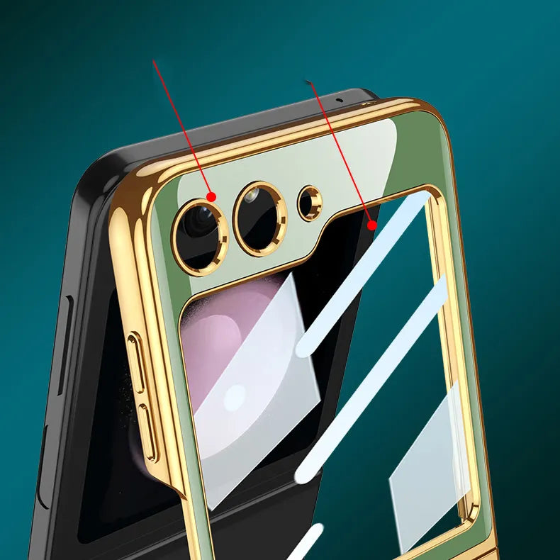 Samsung Galaxy Z Flip 5 Lion Pattern Glass Case