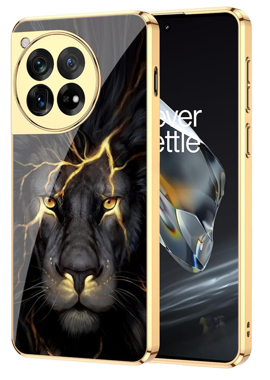 Inspirational Lion Pattern Glass Case  For Oneplus 12