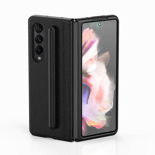 Galaxy Z Fold 3 Newest Anti Drop PU Leather Flip Full Cover With Pen Holder