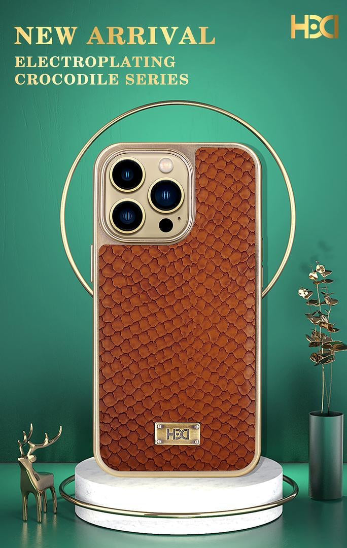 PU Leather Crocodile Pattern Protective Back Case For iPhone Series