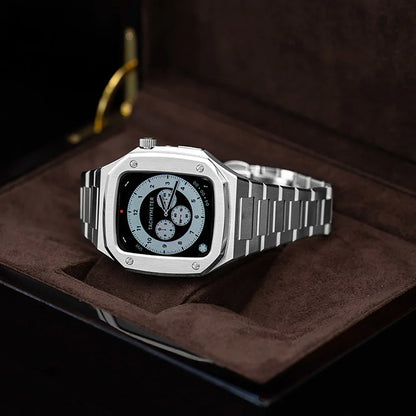 Luxury Stainless Steel Modification Kit Metal Case And Stainless Steel Straps For Smart Watch ( 44MM 45MM)