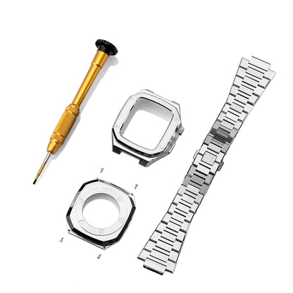 Luxury Stainless Steel Modification Kit Metal Case And Stainless Steel Straps For Smart Watch ( 44MM 45MM)