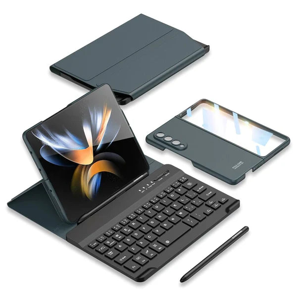 Wireless Keyboard Leather Magnetic Flip Case For Z Fold Series