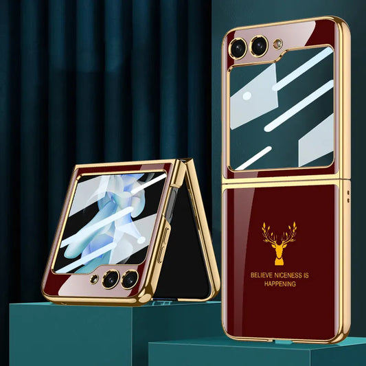 Samsung Galaxy Z Flip 6 Deer Pattern With Front Glass Case