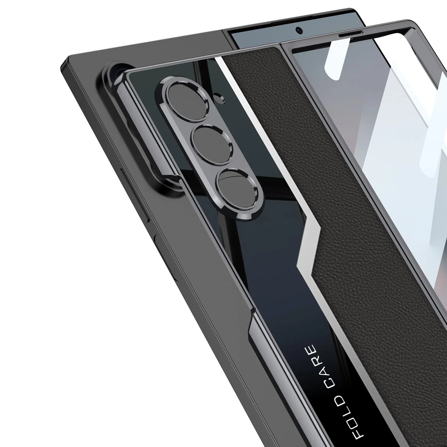 Galaxy Z Fold Series Classic Plain Leather Leather Craft Case