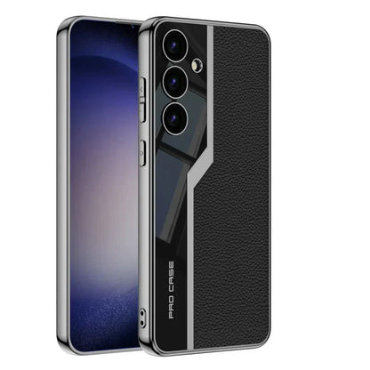 Classic Electroplated Plain Leather Case for Galaxy S25