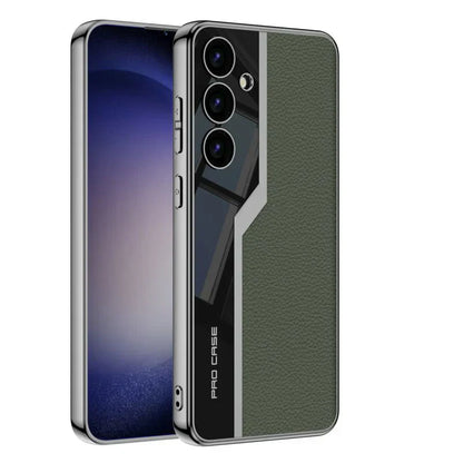 Classic Electroplated Plain Leather Case for Galaxy S25