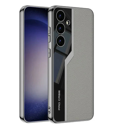 Classic Electroplated Plain Leather Case for Galaxy S25