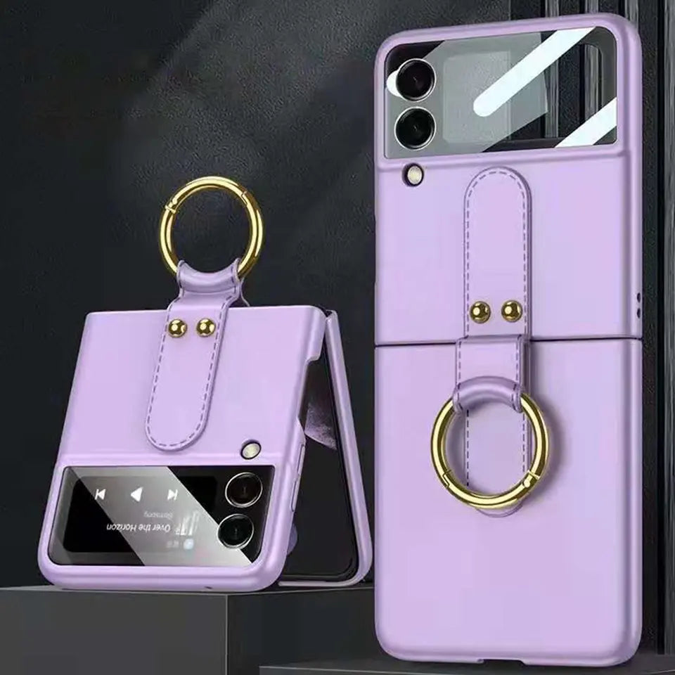 Shock-resistant Hard with Metal Ring Case For Samsung Galaxy Z Flip 3