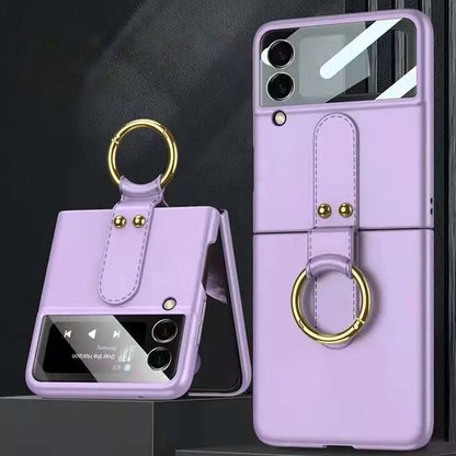 Shock-resistant Hard with Metal Ring Case For Samsung Galaxy Z Flip 3
