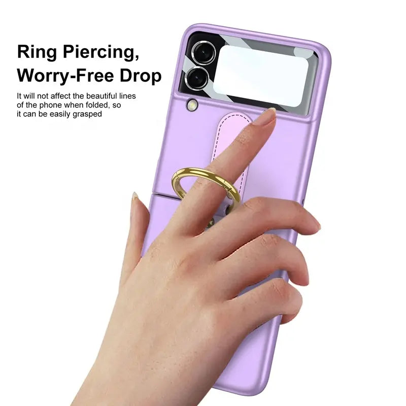 Shock-resistant Hard with Metal Ring Case For Samsung Galaxy Z Flip 3