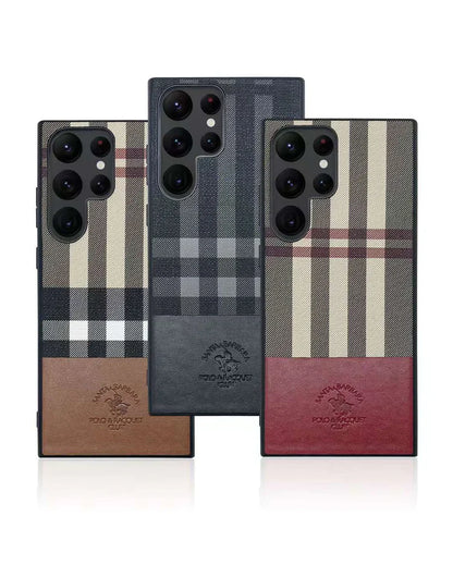 Samsung S23 Ultra Santa Barbara Polo PLAID Premium Leather Case For Samsung S23 Ultra