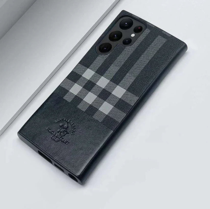 Samsung S23 Ultra Santa Barbara Polo PLAID Premium Leather Case For Samsung S23 Ultra