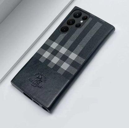 Samsung S23 Ultra Santa Barbara Polo PLAID Premium Leather Case For Samsung S23 Ultra