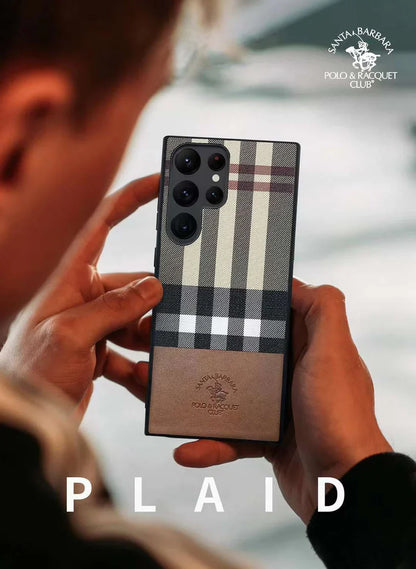Samsung S23 Ultra Santa Barbara Polo PLAID Premium Leather Case For Samsung S23 Ultra