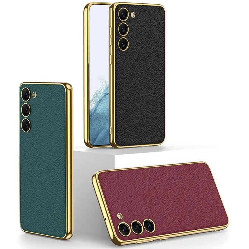 Electroplating PU Leather Soft Back Cover Case - Samsung
