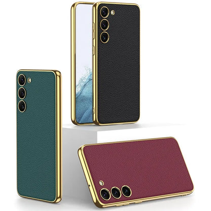 Electroplating PU Leather Soft Back Cover Case - Samsung