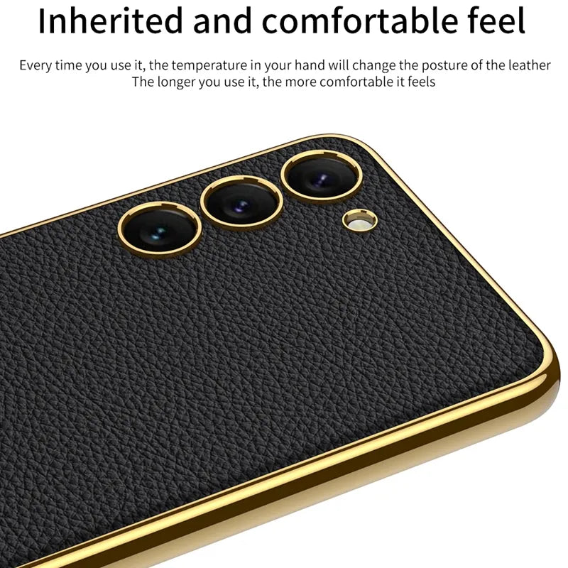 Electroplating PU Leather Soft Back Cover Case - Samsung