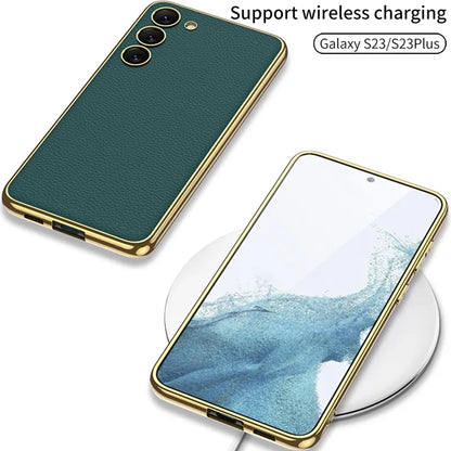 Electroplating PU Leather Soft Back Cover Case - Samsung