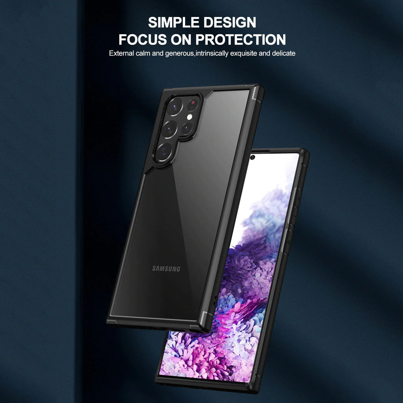 Transparent Shockproof Hard Back Silicone Frame Case For Samsung Galaxy S22 Ultra