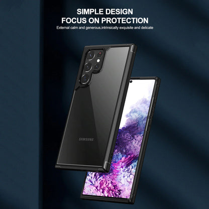 Transparent Shockproof Hard Back Silicone Frame Case For Samsung Galaxy S22 Ultra