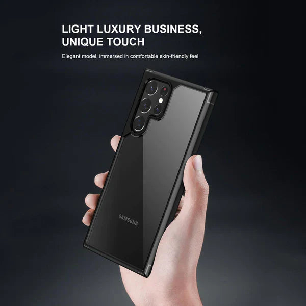 Transparent Shockproof Hard Back Silicone Frame Case For Samsung Galaxy S22 Ultra