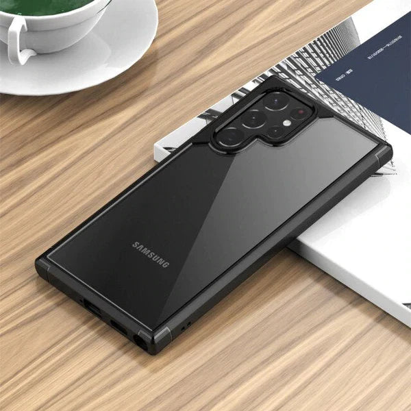 Transparent Shockproof Hard Back Silicone Frame Case For Samsung Galaxy S22 Ultra