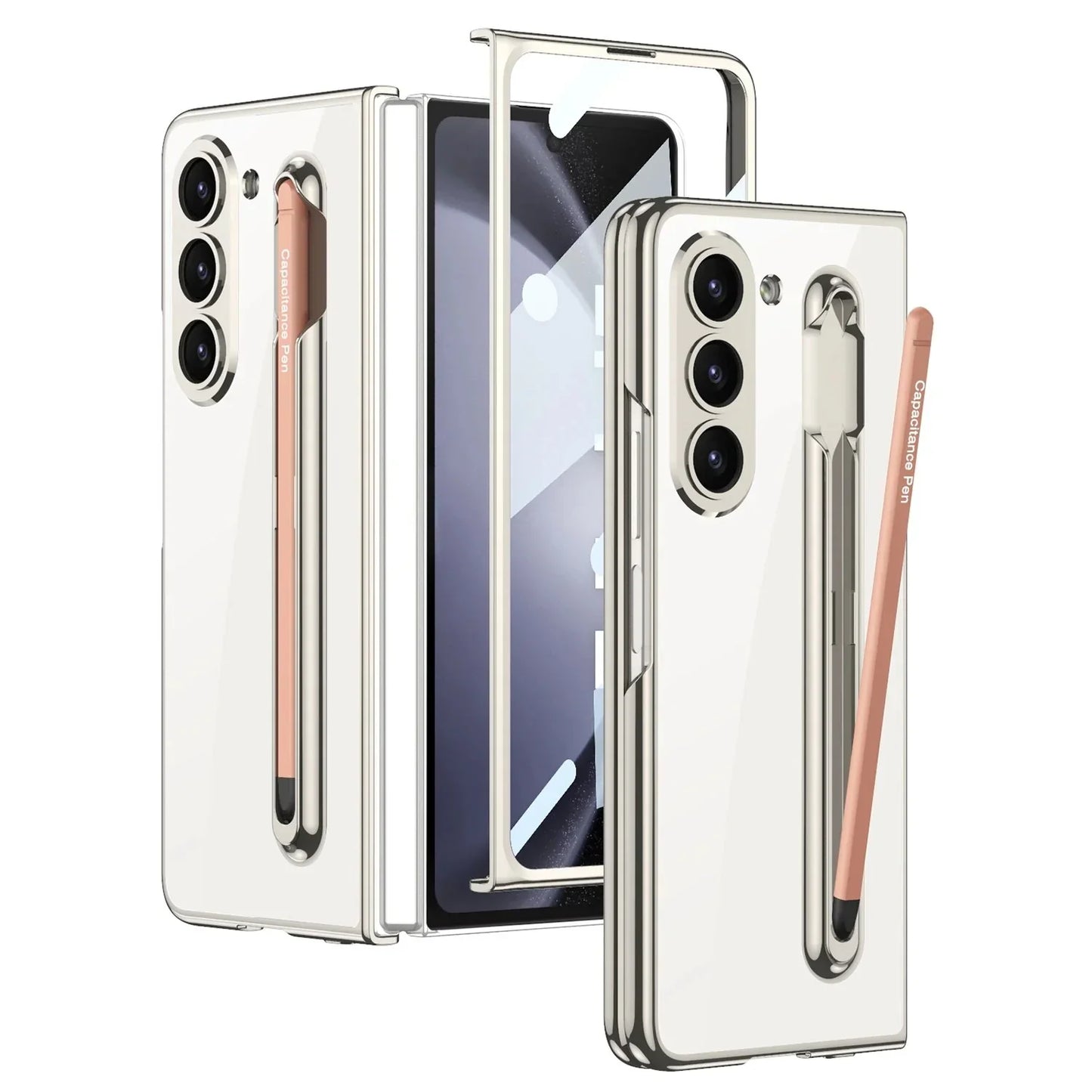 Transparent Case With Screen Protector & Tough Pen For Galaxy Z Fold 5