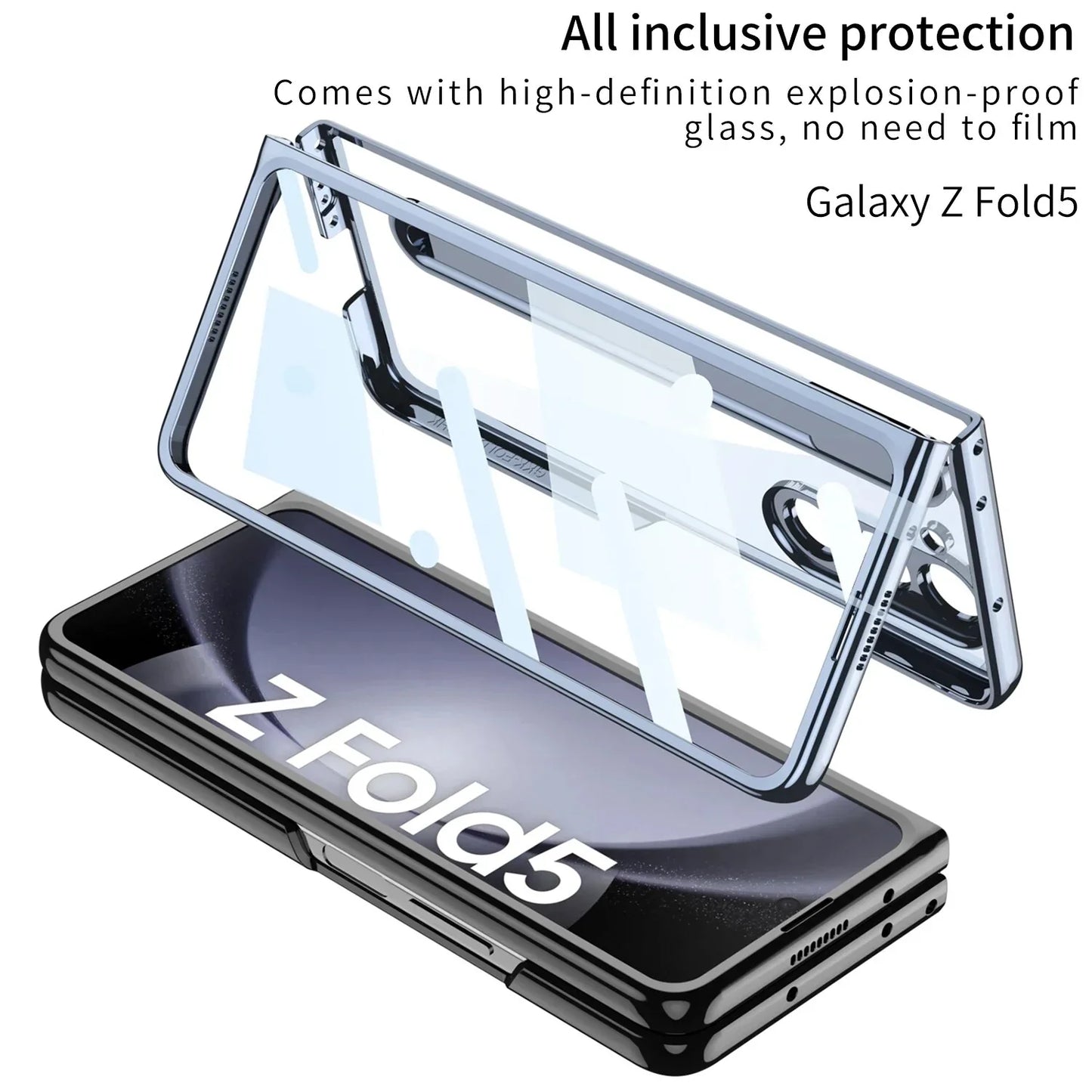 Transparent Case With Screen Protector & Tough Pen For Galaxy Z Fold 5