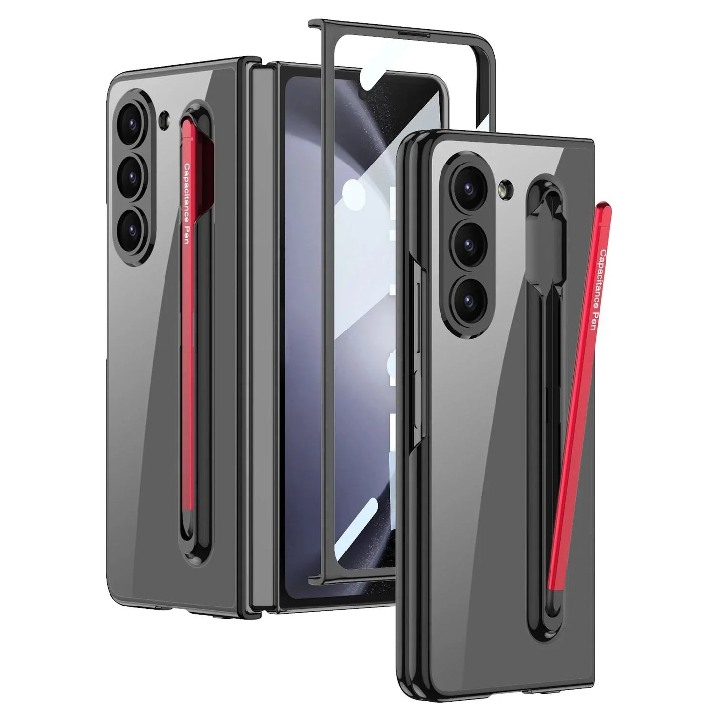 Transparent Case With Screen Protector & Tough Pen For Galaxy Z Fold 5