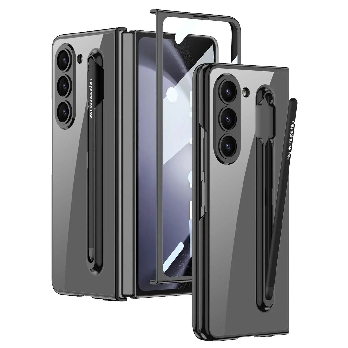Transparent Case With Screen Protector & Tough Pen For Galaxy Z Fold 5