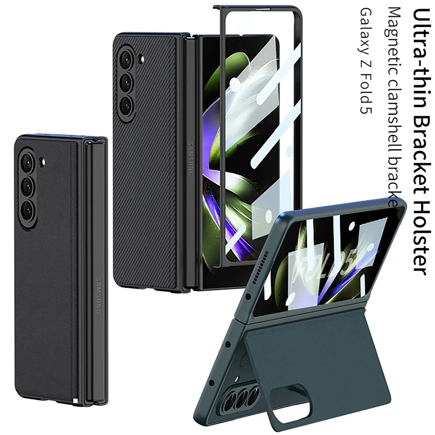 Ultra Thin Leather Case With Bracket For Galaxy Z Fold 5