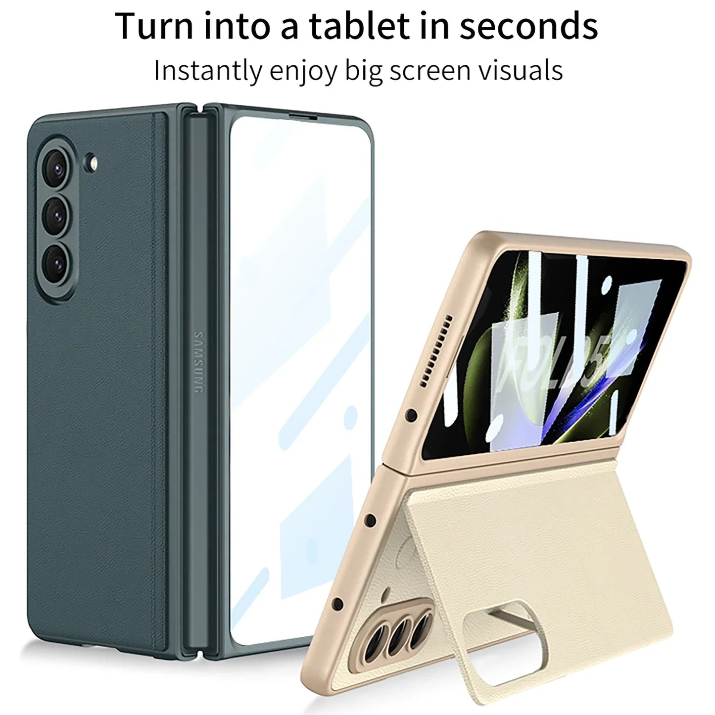 Ultra Thin Leather Case With Bracket For Galaxy Z Fold 5