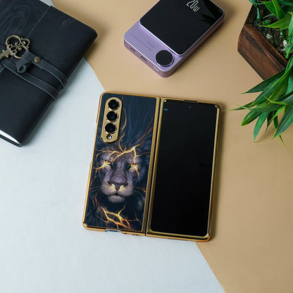 Galaxy Z Fold3 Lion Pattern Glass Cover Case